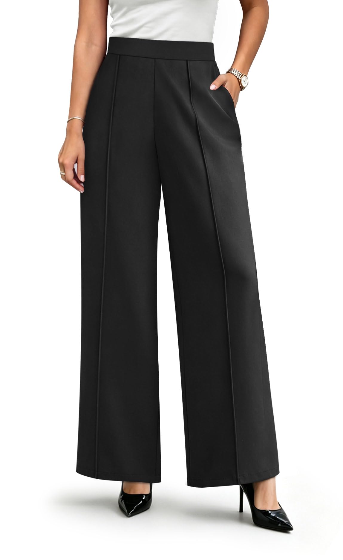 WIHOLL Wide Leg Dress Pants for Women Business Casual Outfits Work Slacks