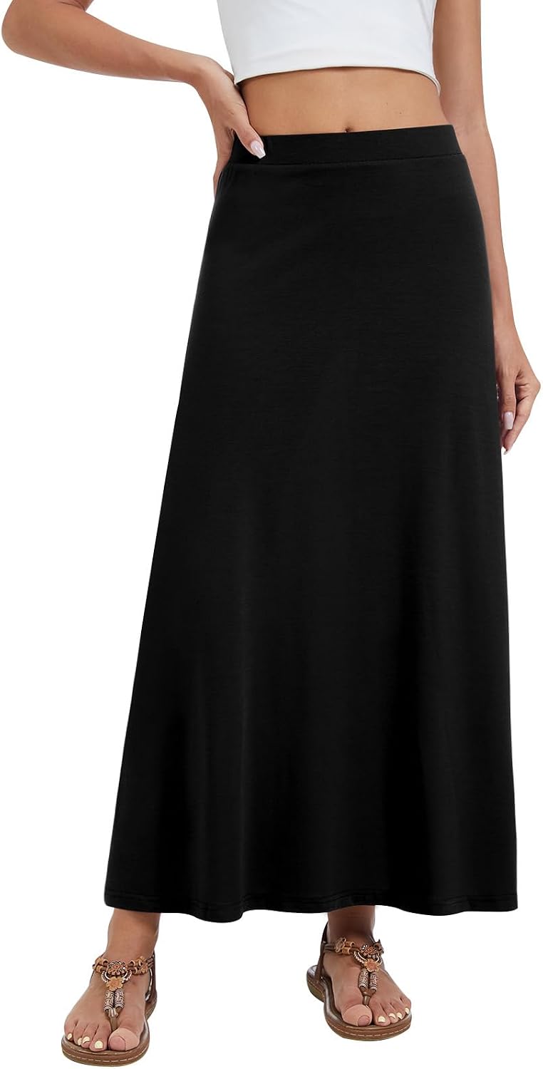 Women's Maxi Skirt Flowy A-line Casual Long Skirts S-2XL
