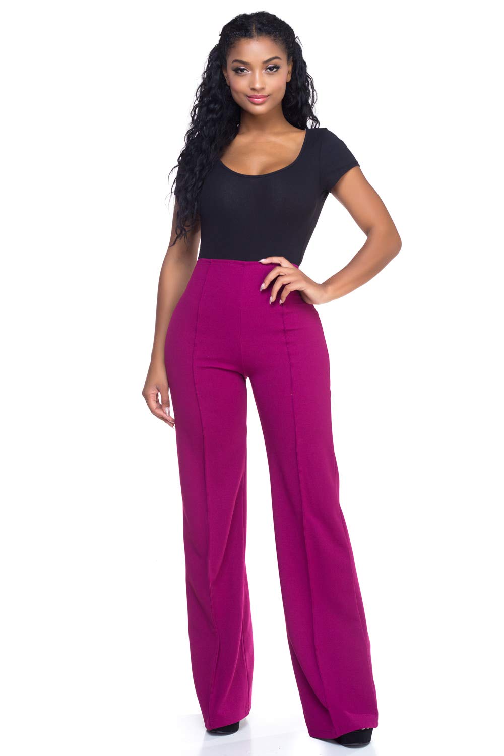 Cemi Ceri Women’s High Waist Wide Leg Dress Pants – Flared Business Slacks for Office, Work & Casual Wear, Stretch Comfort