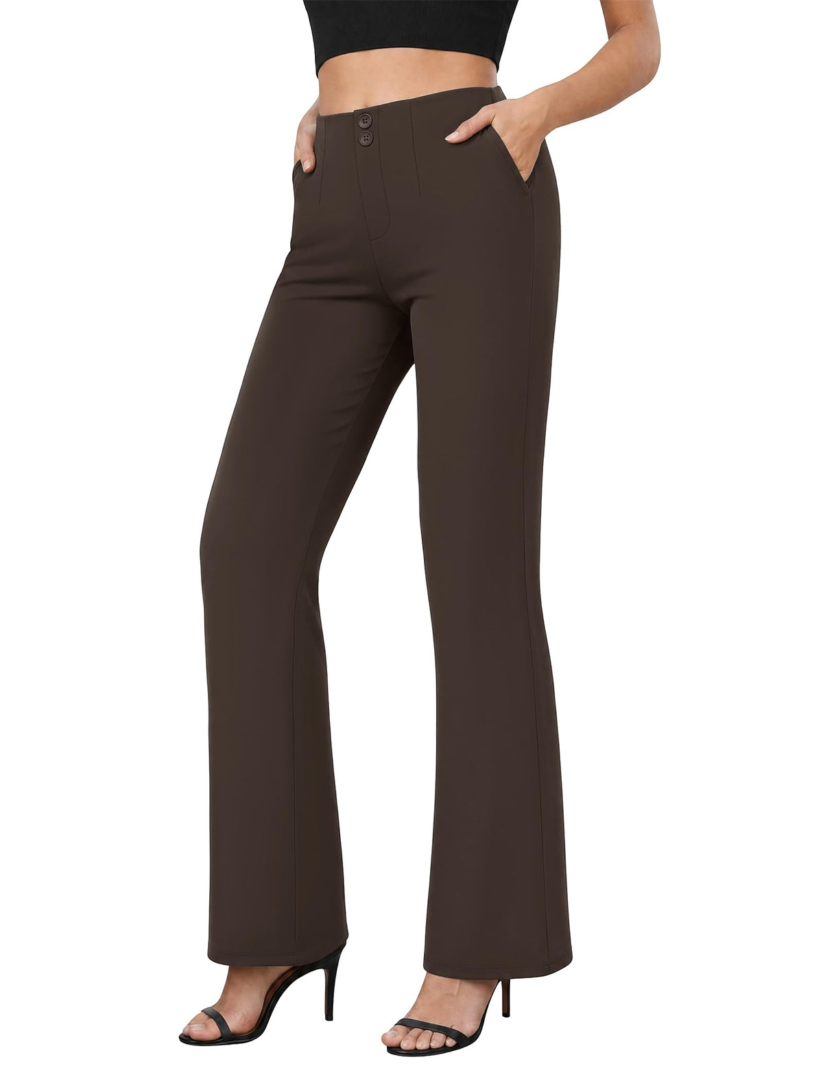 COPYLEAF Dress Pants Women Stretchy Work Pants Casual Flare Pull On Slacks