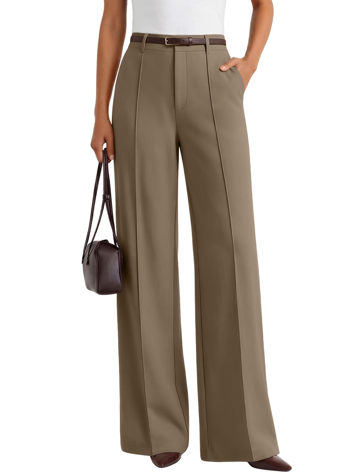 LILLUSORY High Waisted Front Seam Stretchy Dress Work Pants with Pockets