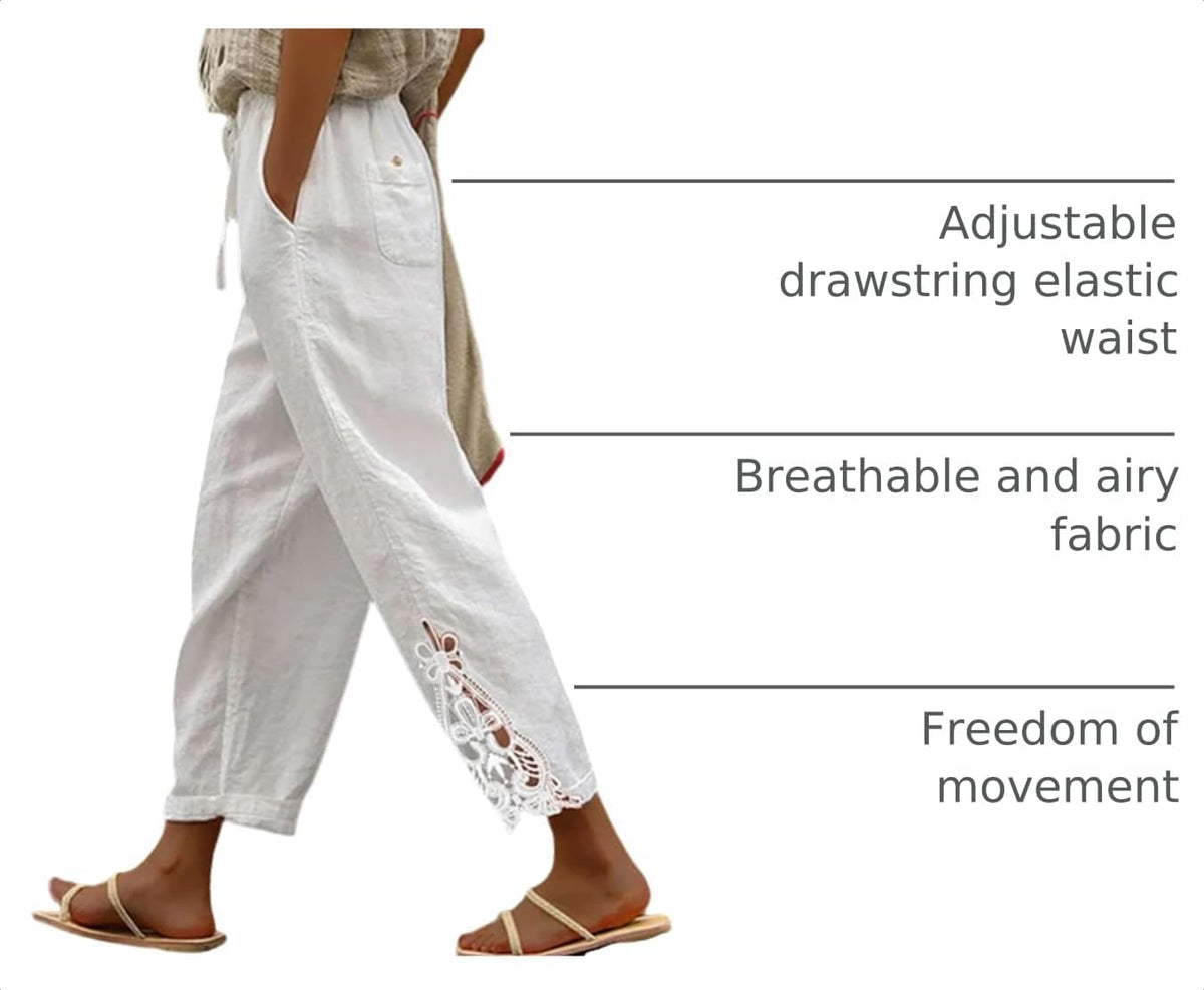 Women Fashion 2026 Casual Elastic Waist Pants with Pockets