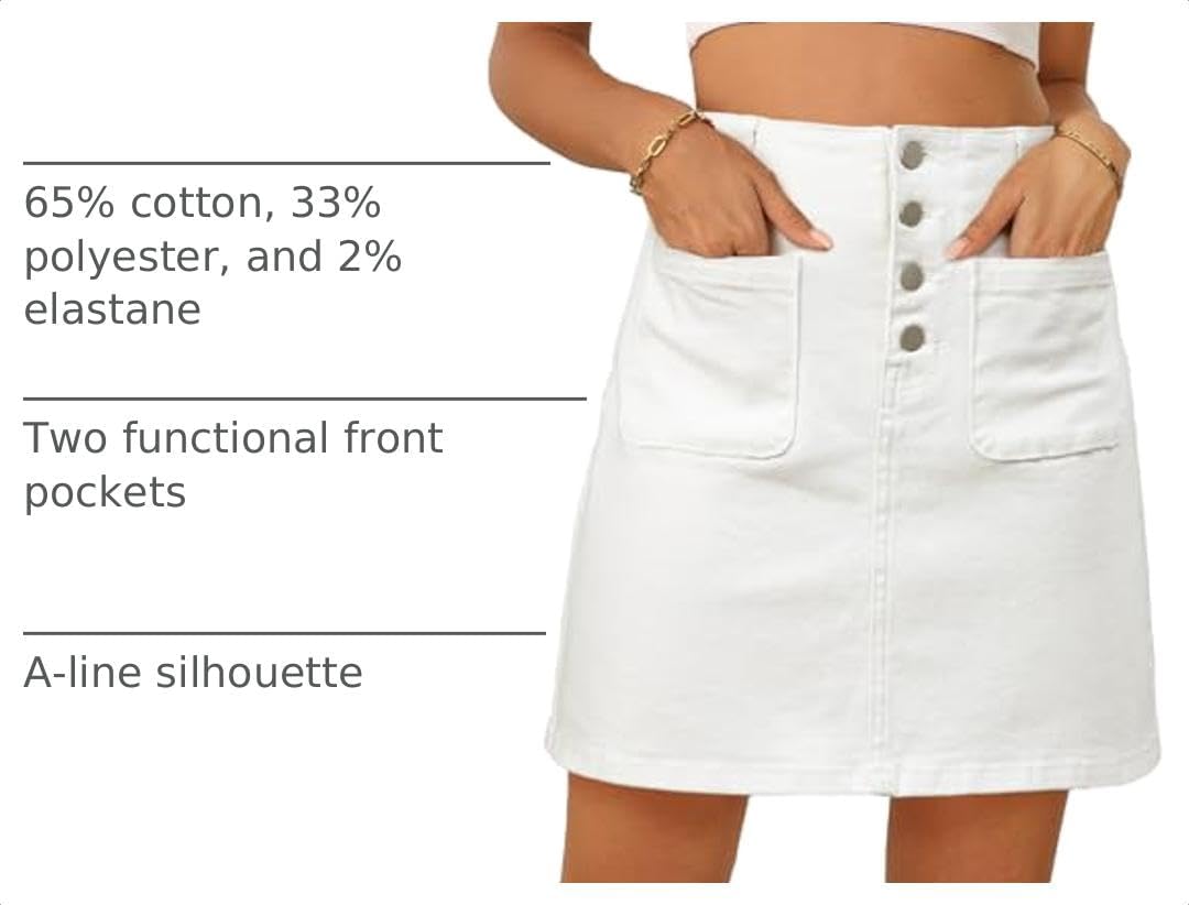Sidefeel Women's Jean Skirt High Waist Denim Skirt