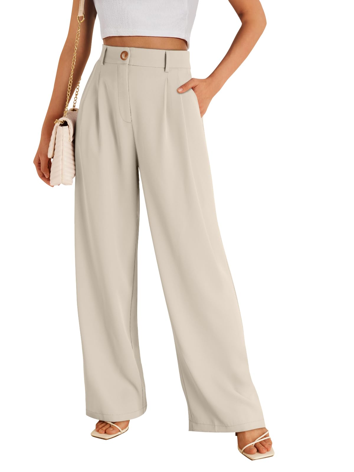 LILLUSORY Womens Wide Leg Dress Work Flowy Pants Business Casual Outfits
