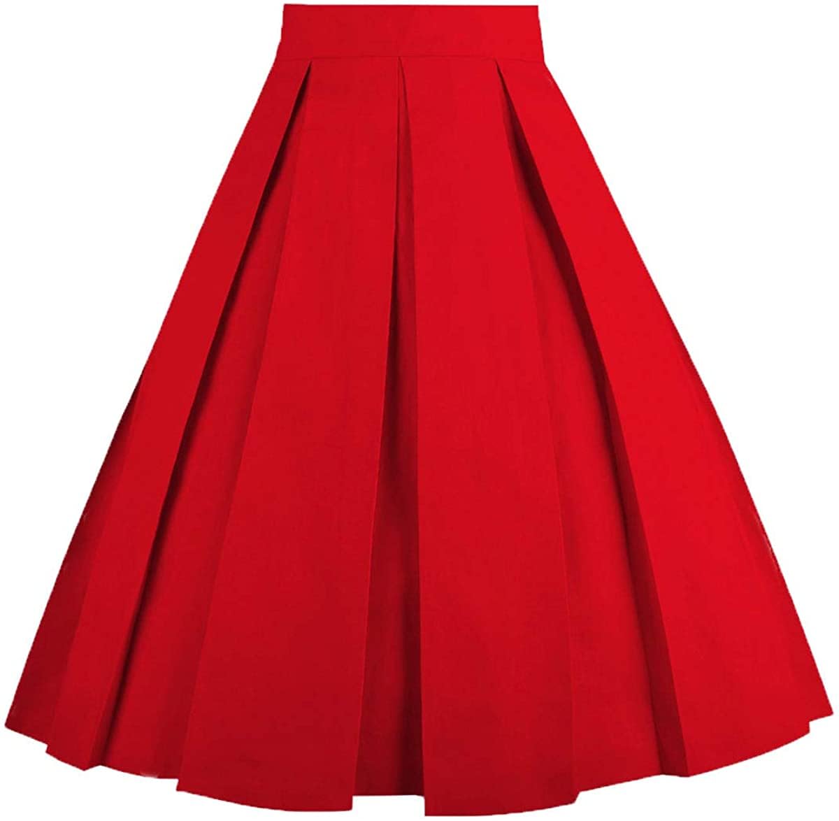OBBUE Vintage Pleated Skirt A-line Midi Skirts