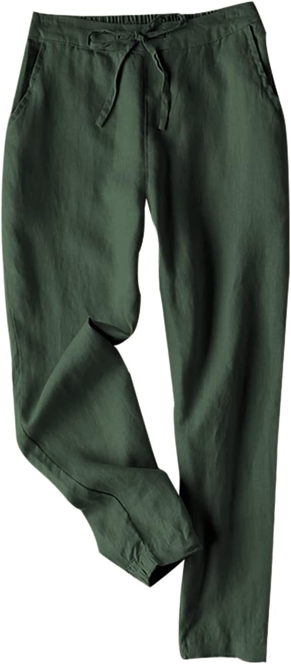 Tanming Cotton Linen Pants for Women Summer Casual Trousers