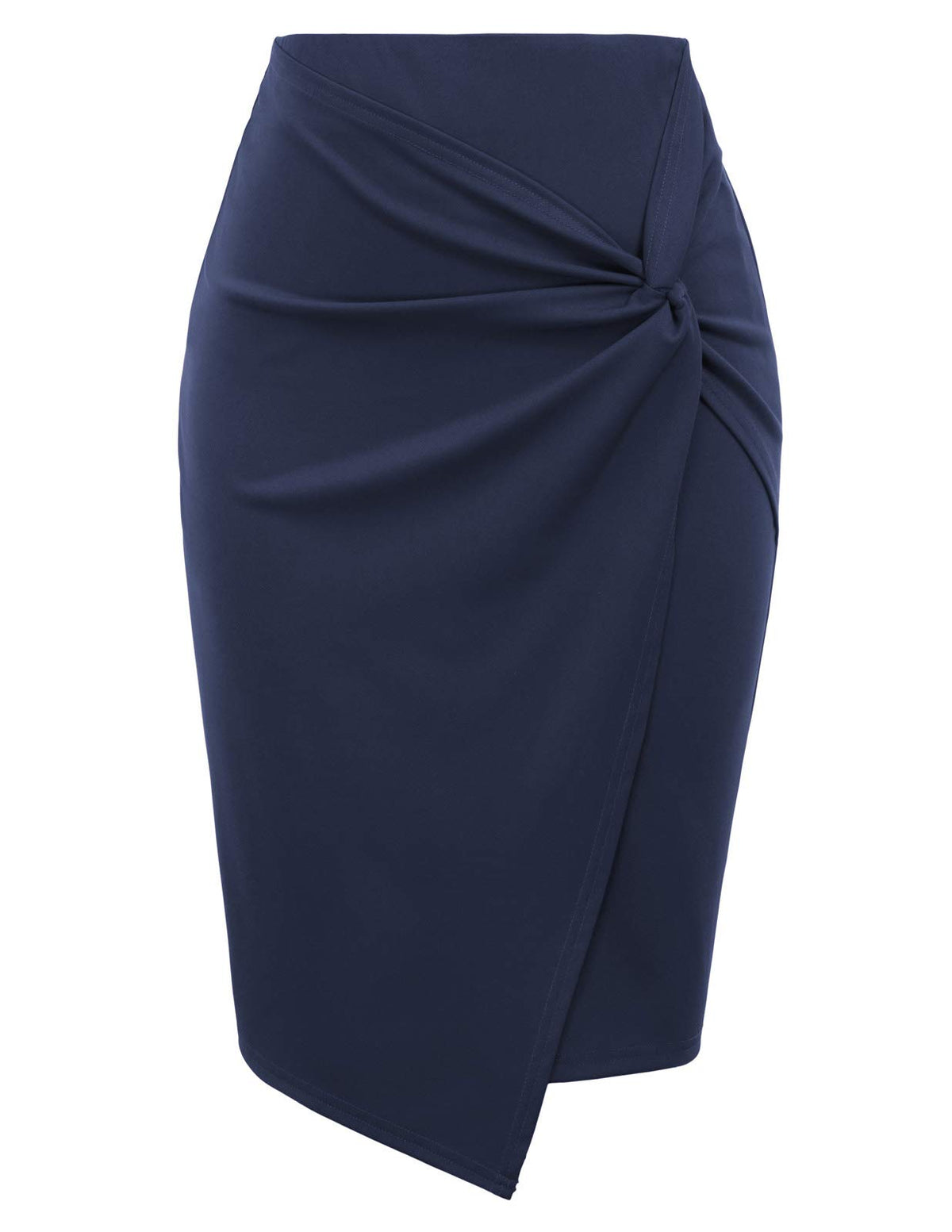 Kate Kasin Women Stretch Knee Length Pencil Skirt, Wrap High Waist Skirts