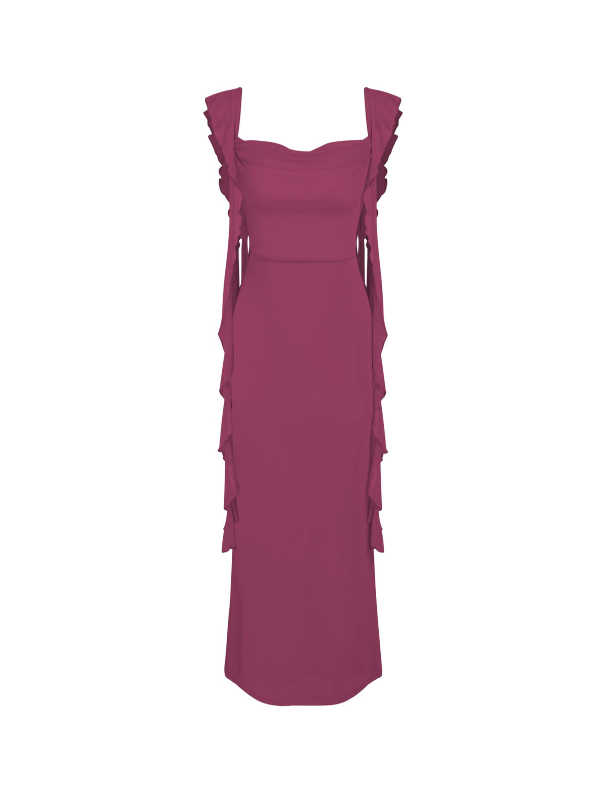 CIDER Women's Wedding Guest Dress Sleeveless Mesh Ruffle Maxi Formal Dress