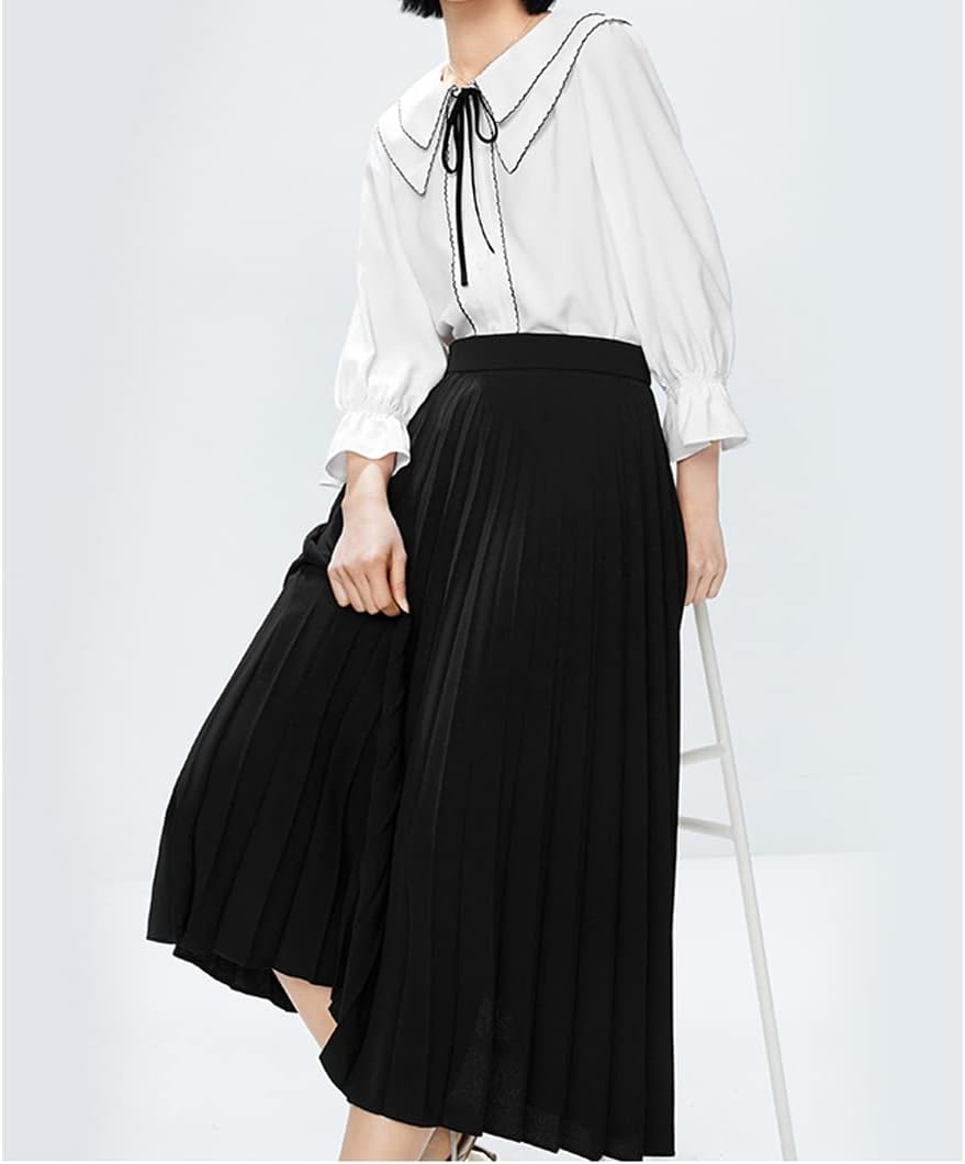 GOLDSTITCH Women's High Waist Pleated Skirt A line Swing Midi Skirt