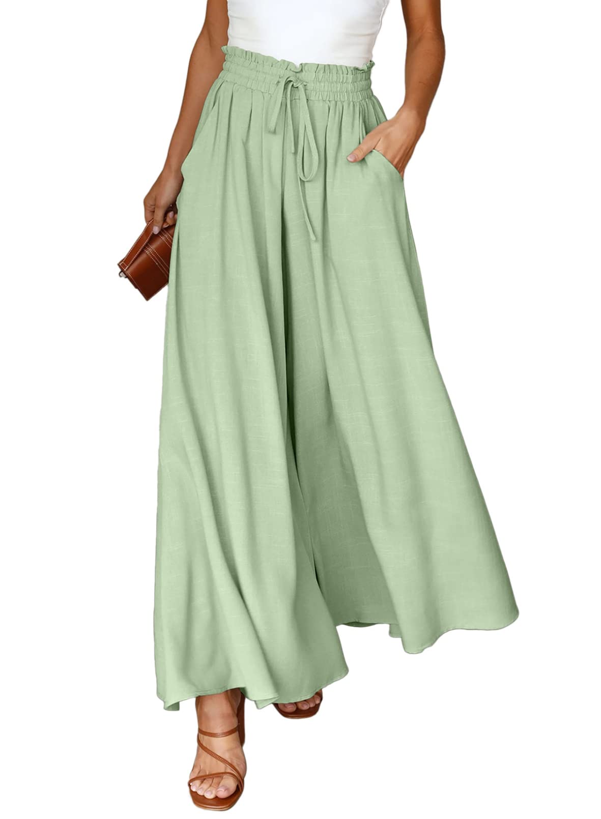 Dokotoo Wide Leg Pants for Women Casual Elastic Waist Drawstring Pants