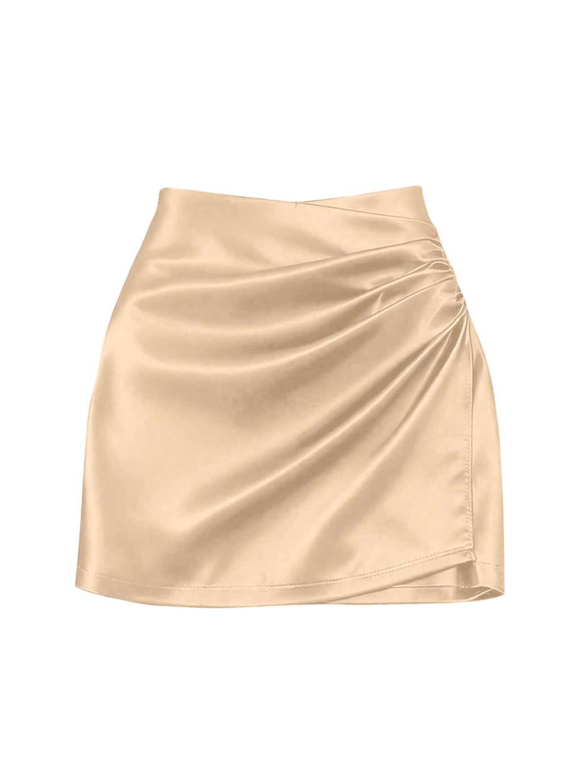 SHENHE Women' Satin Wrap Skirt Ruched Bodycon Dressy Silky Mini Skirt