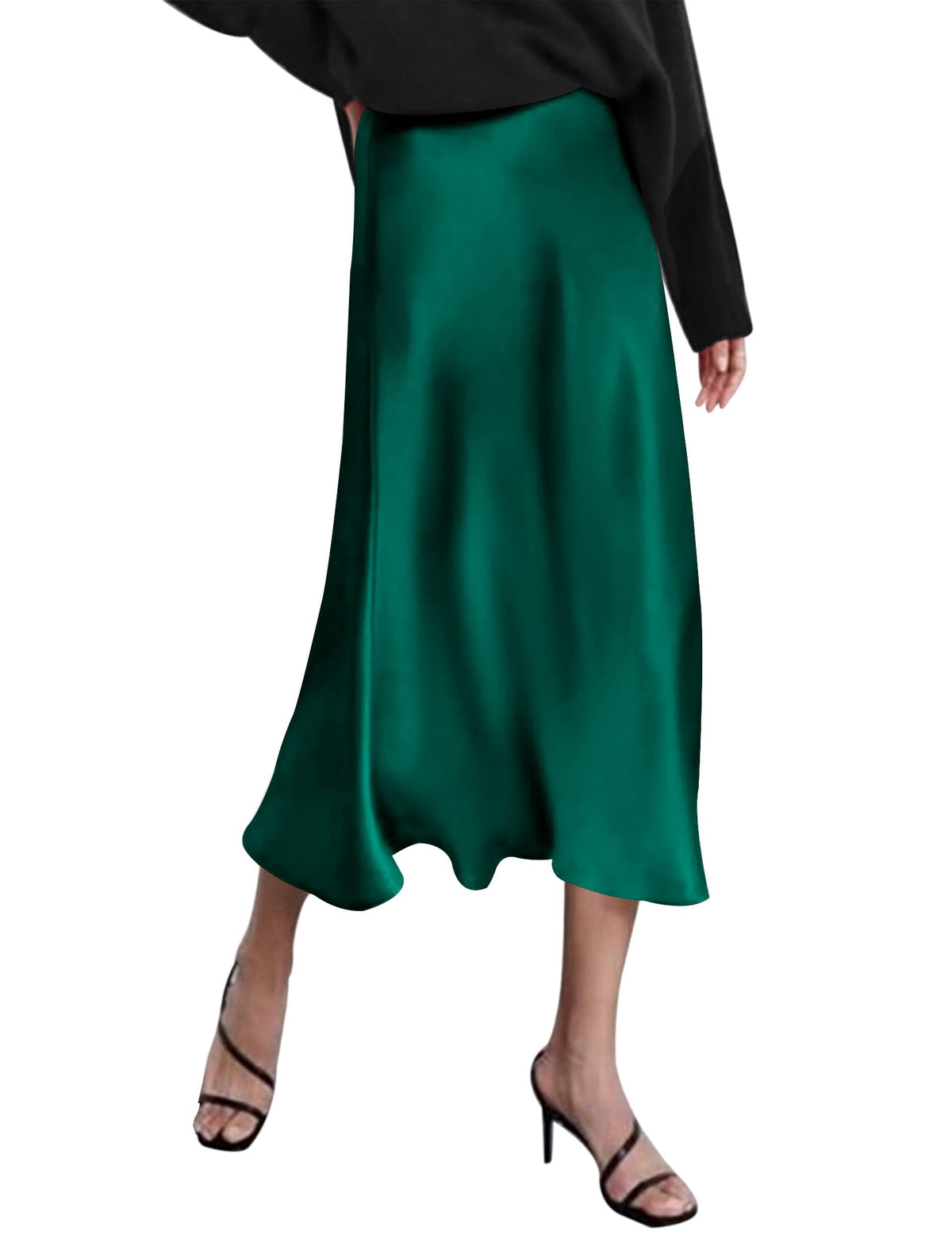 Zeagoo Skirts for Women High Waist Skirt Elegant Midi Skirt Satin