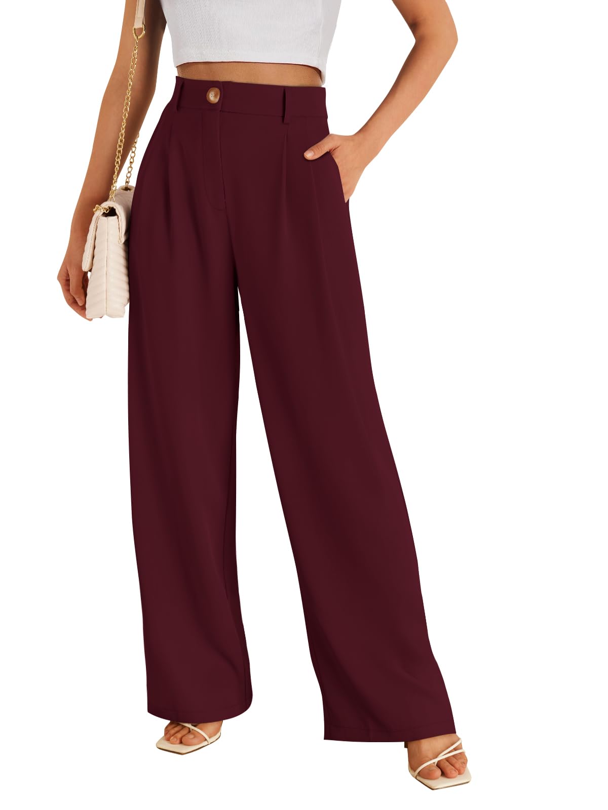 LILLUSORY Womens Wide Leg Dress Work Flowy Pants Business Casual Outfits