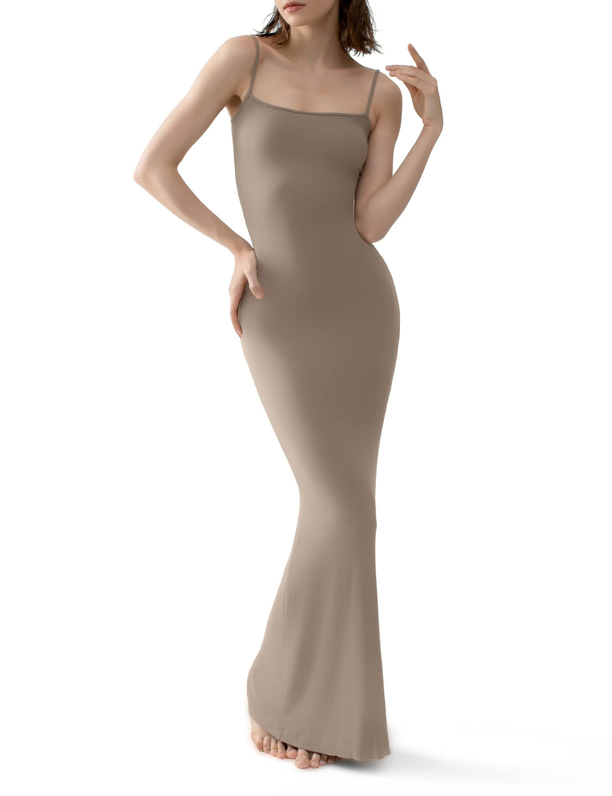 PUMIEY Women's Soft Lounge Long Slip Dress Sexy Sleeveless Backless Bodycon Maxi Dresses for Women