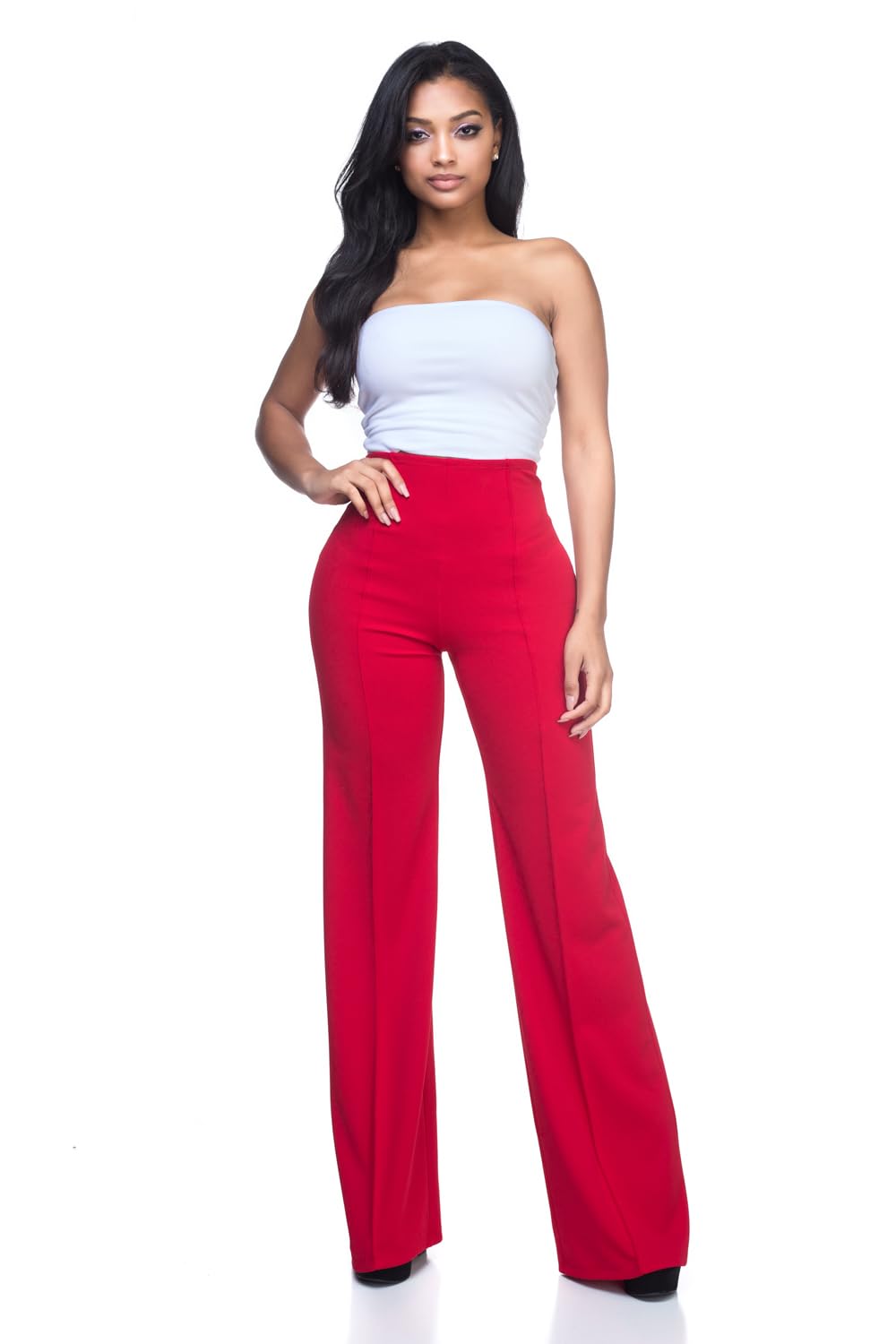 Cemi Ceri Women’s High Waist Wide Leg Dress Pants – Flared Business Slacks for Office, Work & Casual Wear, Stretch Comfort