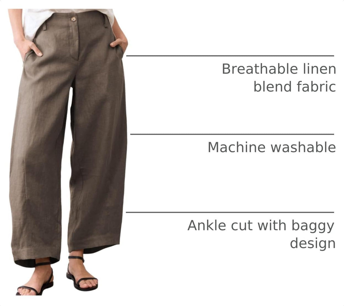 Tanming Women's Cotton Linen Barrel Pants Wide Leg Trousers