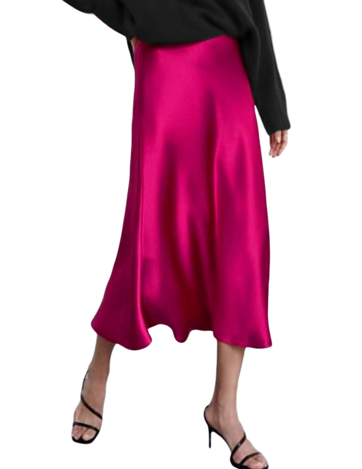 Zeagoo Skirts for Women High Waist Skirt Elegant Midi Skirt Satin
