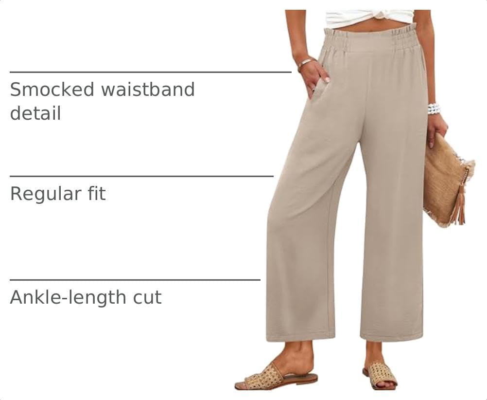 ANRABESS Womens Wide Leg Pants Cropped Work Palazzo Trousers