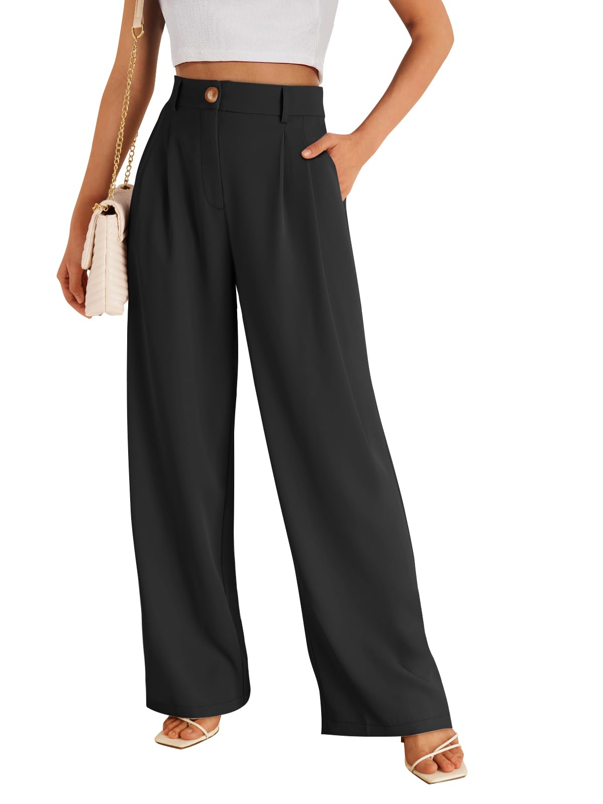 LILLUSORY Womens Wide Leg Dress Work Flowy Pants Business Casual Outfits