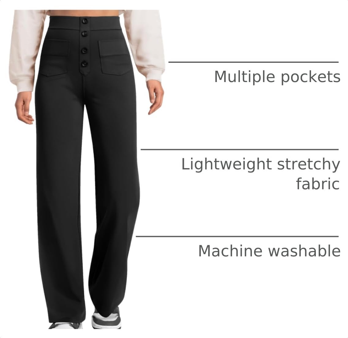 keriffe Women's Straight Leg Dress Pants Stretchy Work Trousers