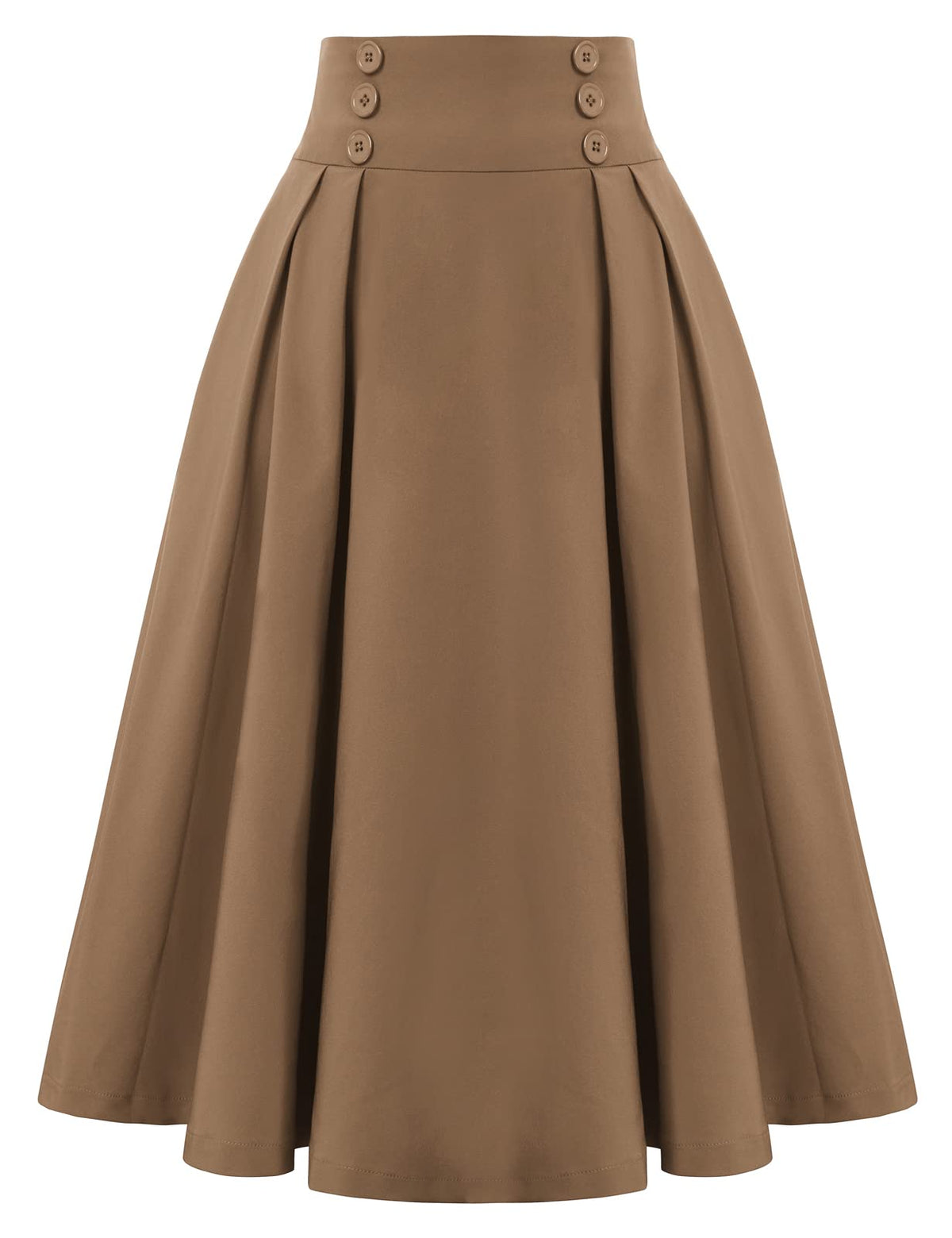 Belle Poque Women's Midi Pleated A-Line Skirts Pockets