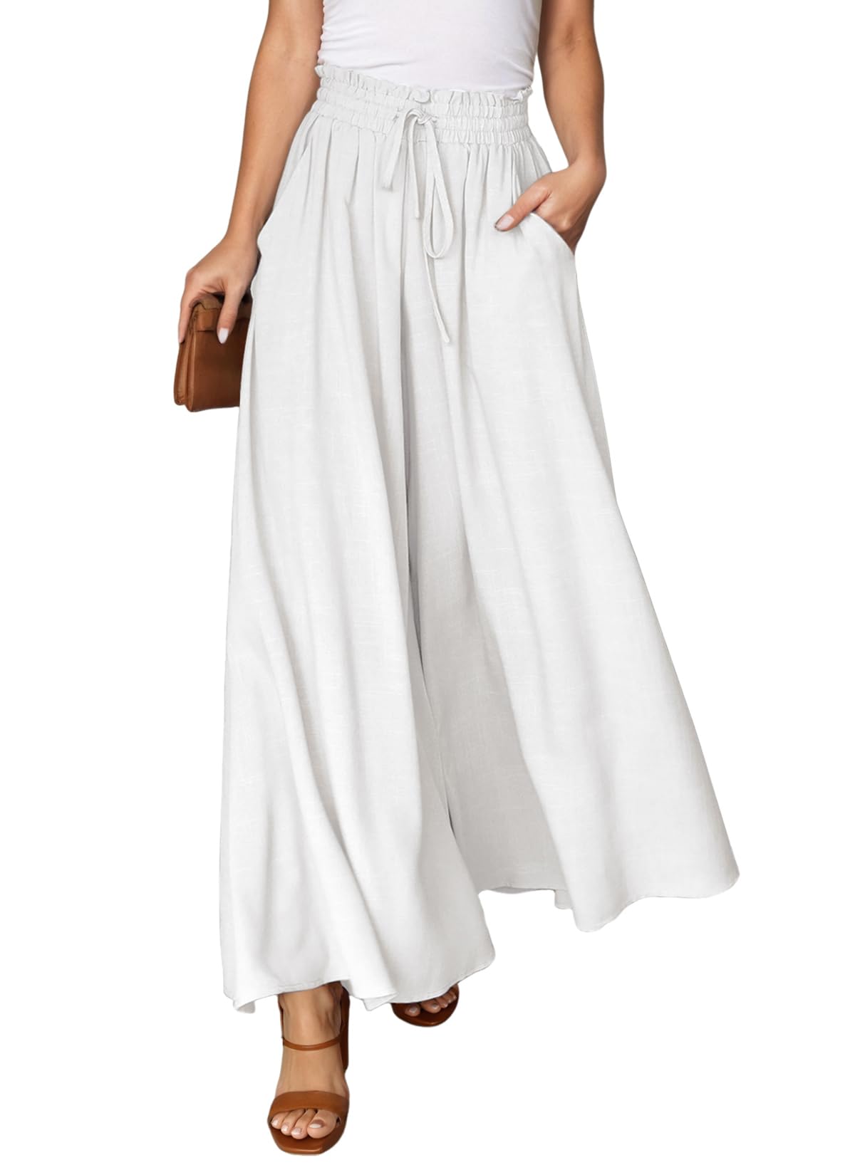 Dokotoo Wide Leg Pants for Women Casual Elastic Waist Drawstring Pants