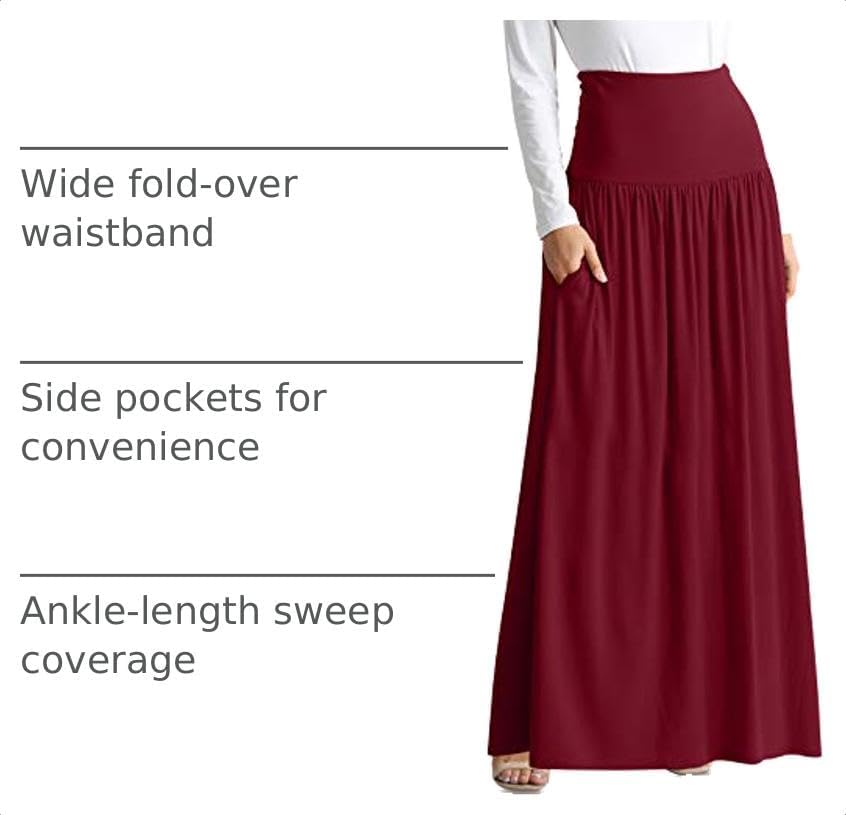 Simlu Maxi Skirts for Women Ankle Length Skirt Casual Long Skirt High Waisted Maxi Skirt Reg and Plus Size Skirt Long Skirt