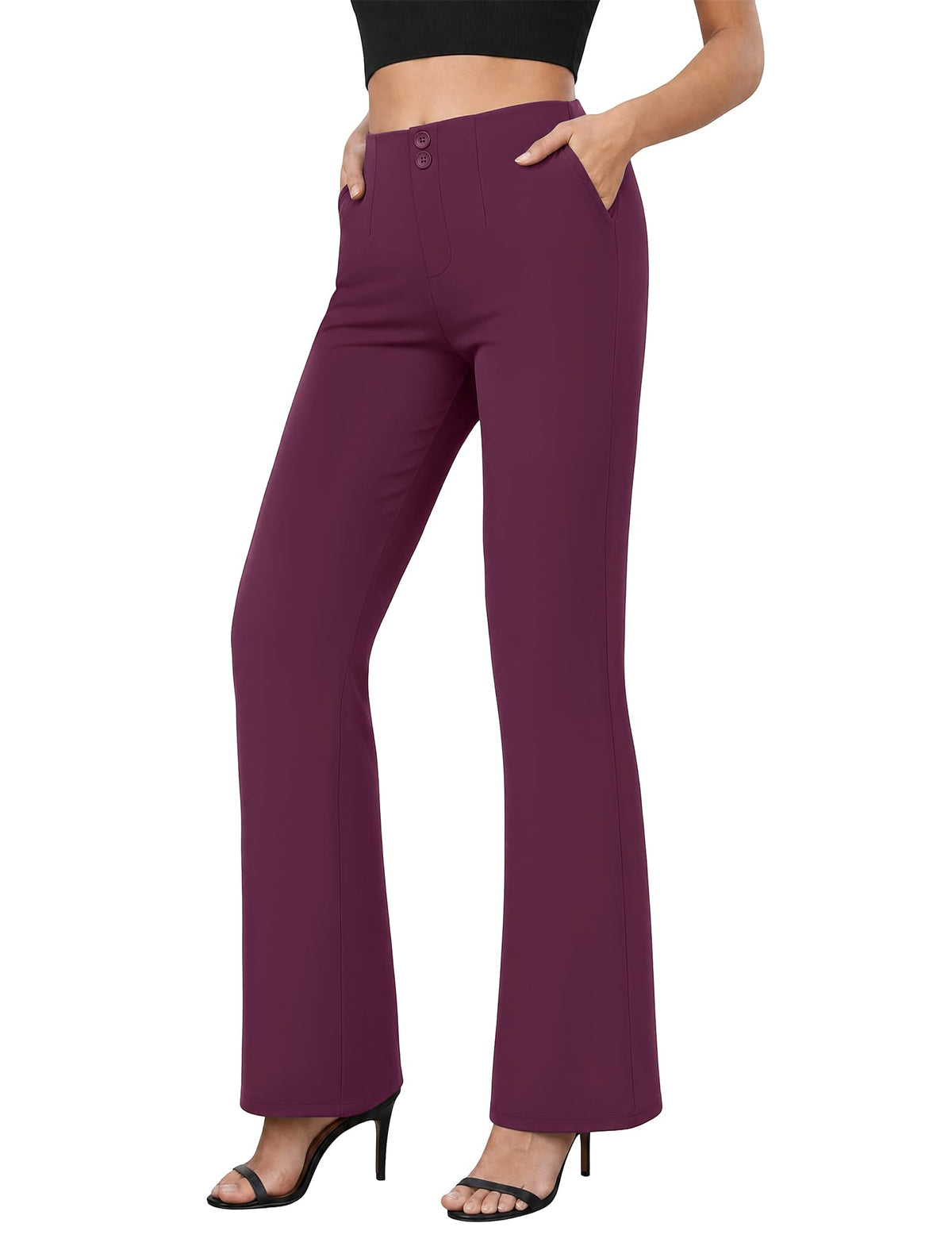 COPYLEAF Dress Pants Women Stretchy Work Pants Casual Flare Pull On Slacks