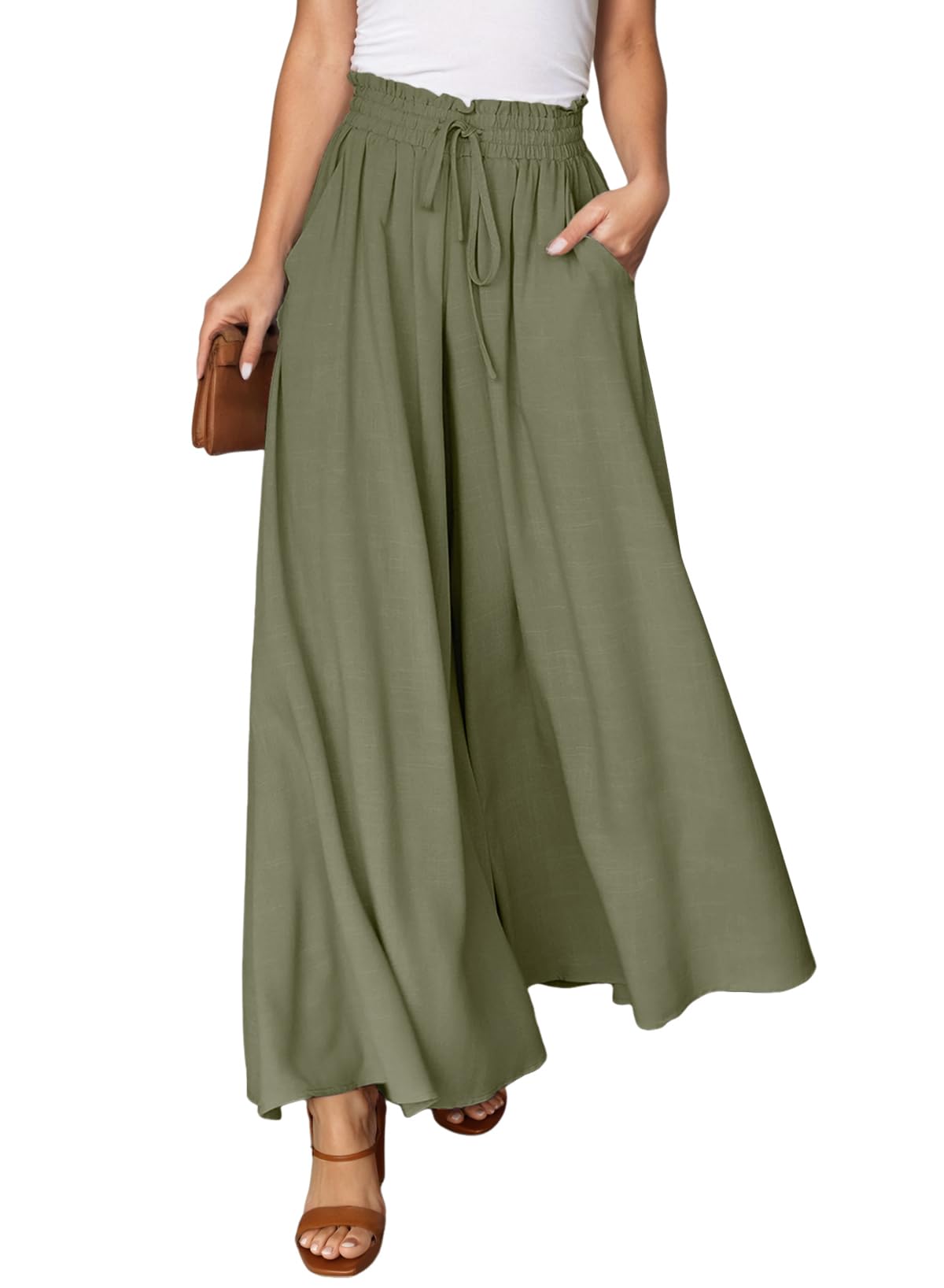 Dokotoo Wide Leg Pants for Women Casual Elastic Waist Drawstring Pants