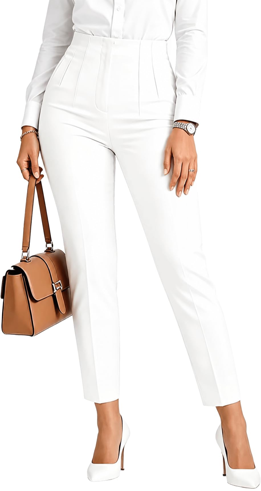 BIRW Womens High Waisted Pants 2026 Trendy Skinny Business Work Casual Pencil Trousers with Pockets