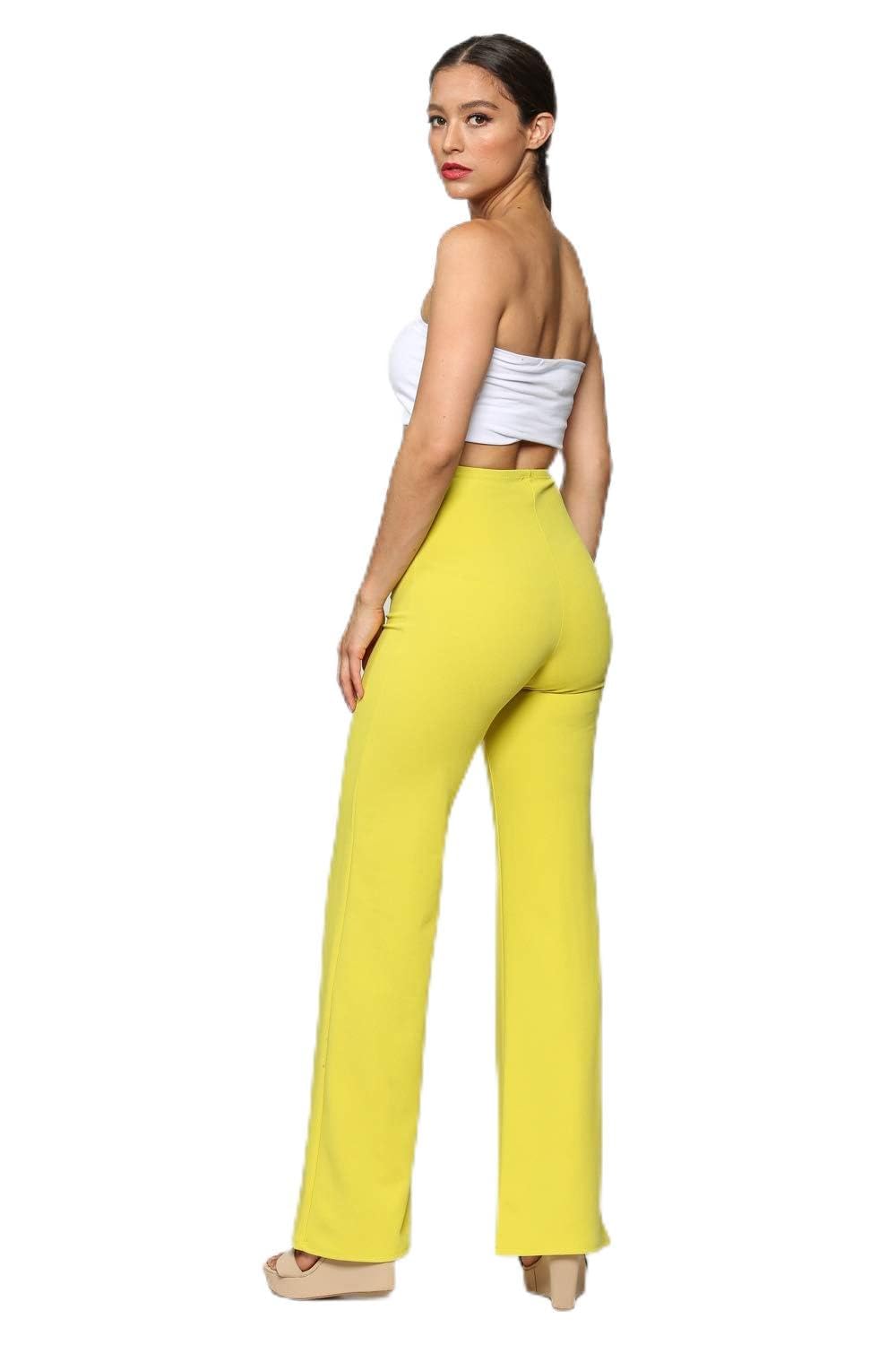Cemi Ceri Women’s High Waist Wide Leg Dress Pants – Flared Business Slacks for Office, Work & Casual Wear, Stretch Comfort