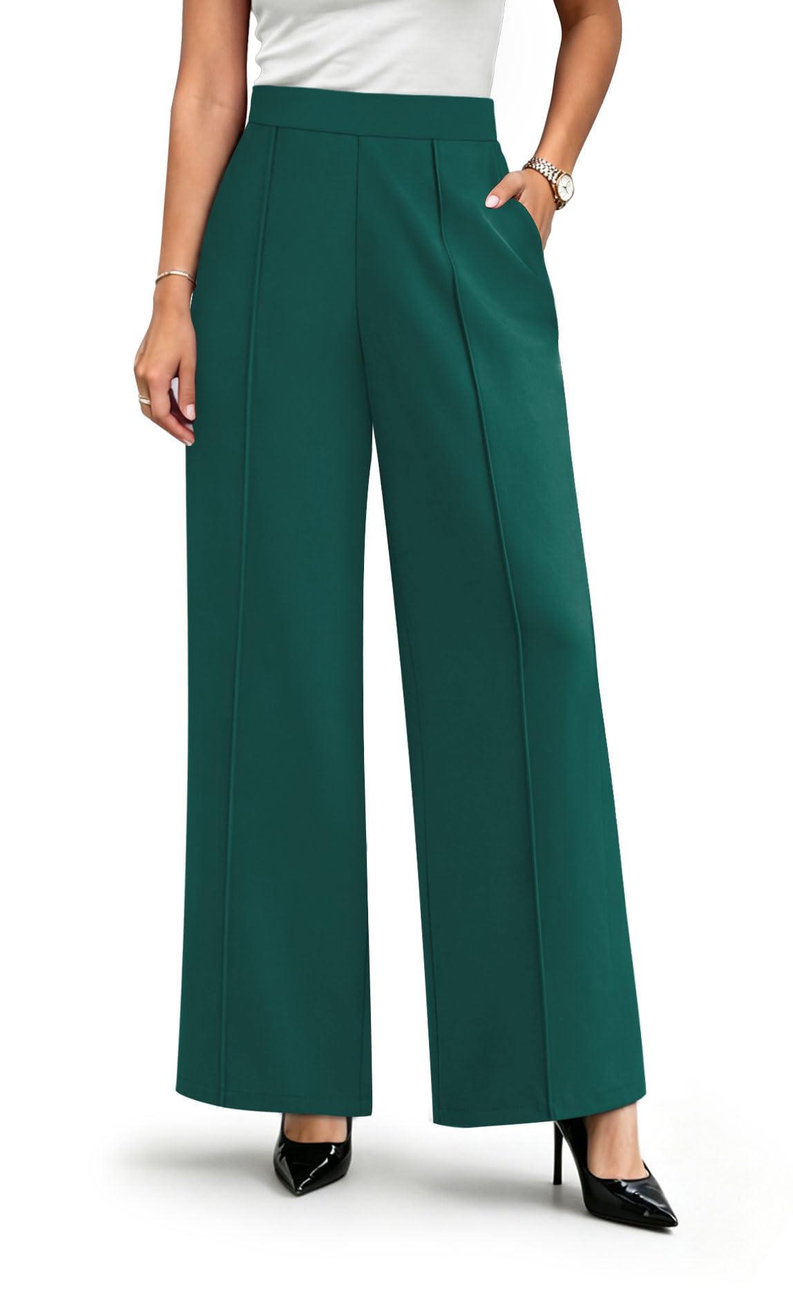 WIHOLL Wide Leg Dress Pants for Women Business Casual Outfits Work Slacks