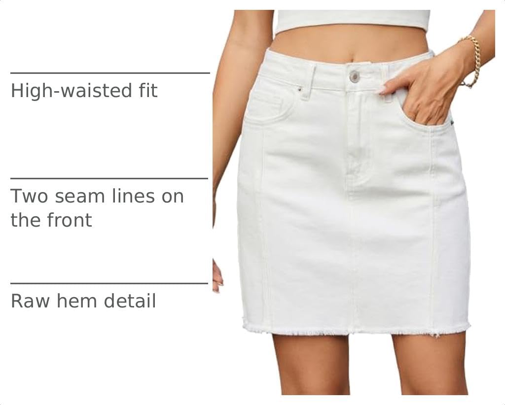 Sidefeel Womens High Waist Seam Line Denim Skirt