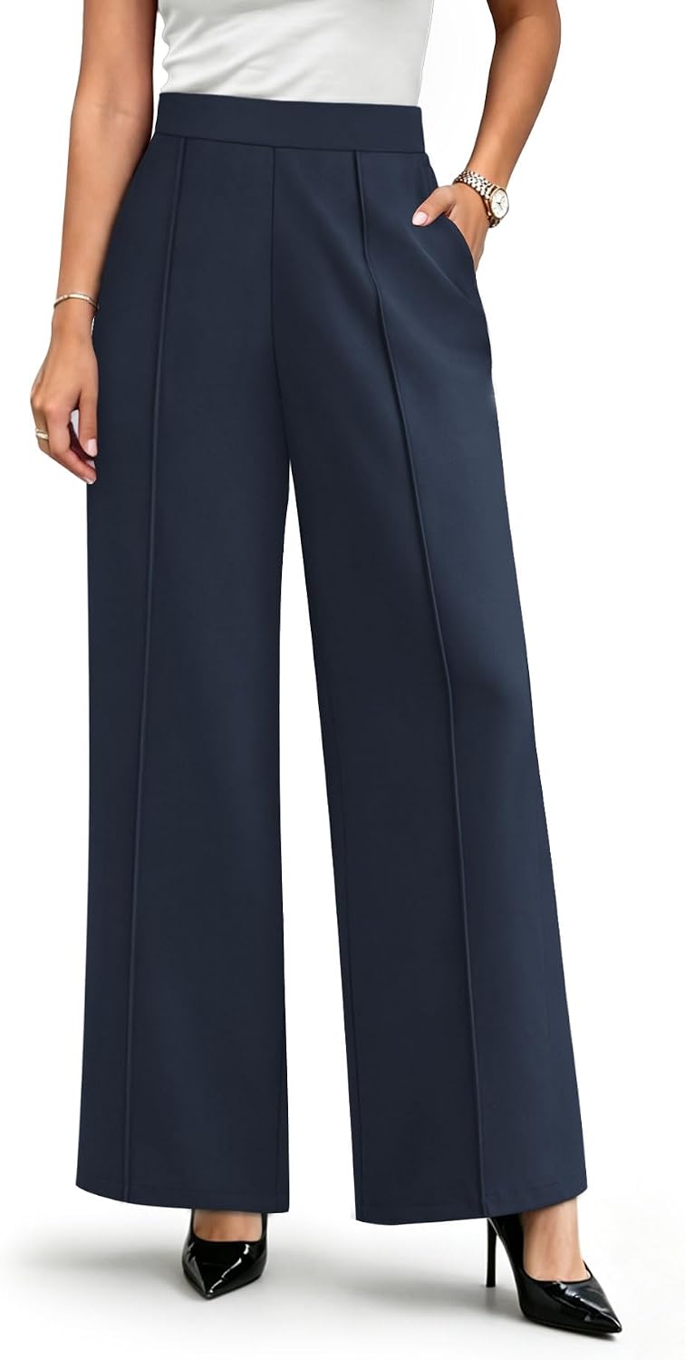 WIHOLL Wide Leg Dress Pants for Women Business Casual Outfits Work Slacks