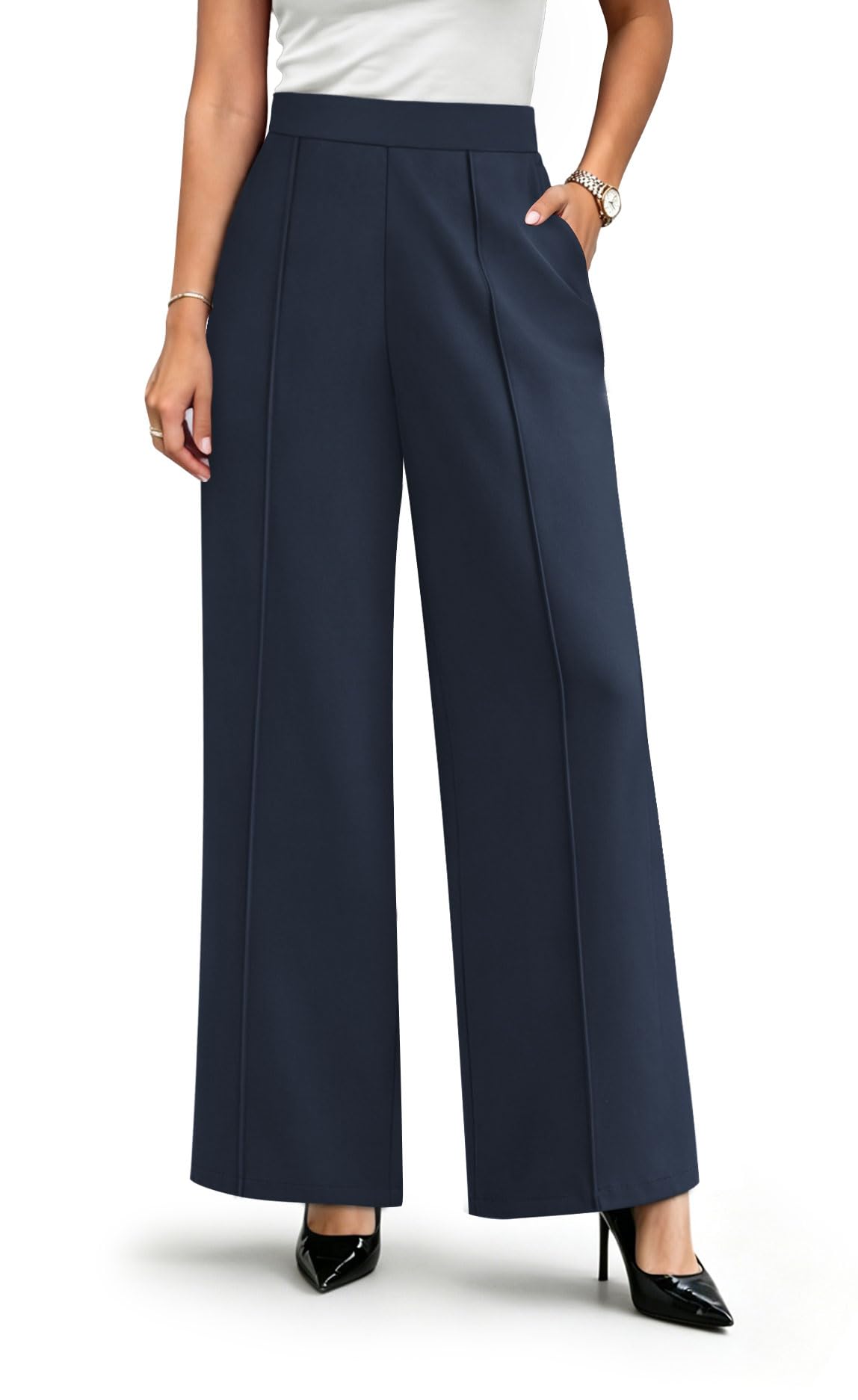 WIHOLL Wide Leg Dress Pants for Women Business Casual Outfits Work Slacks