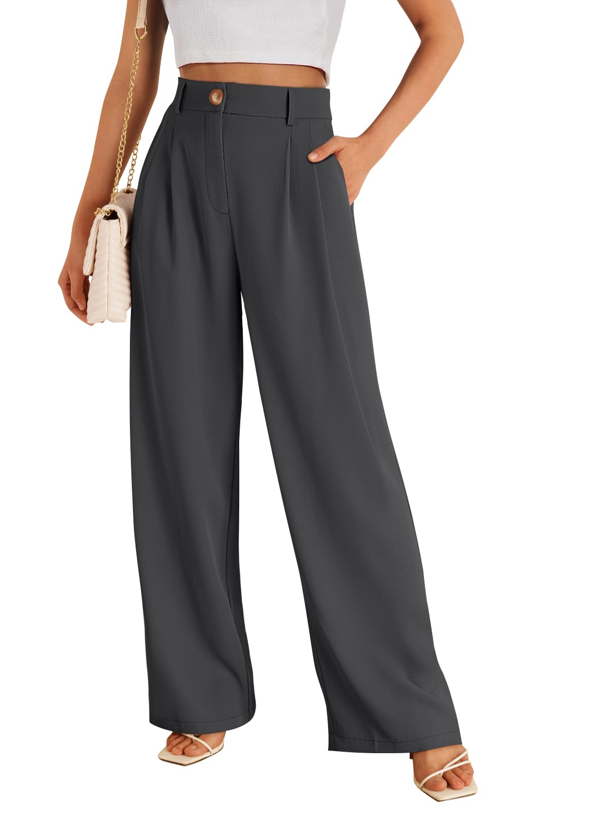 LILLUSORY Womens Wide Leg Dress Work Flowy Pants Business Casual Outfits