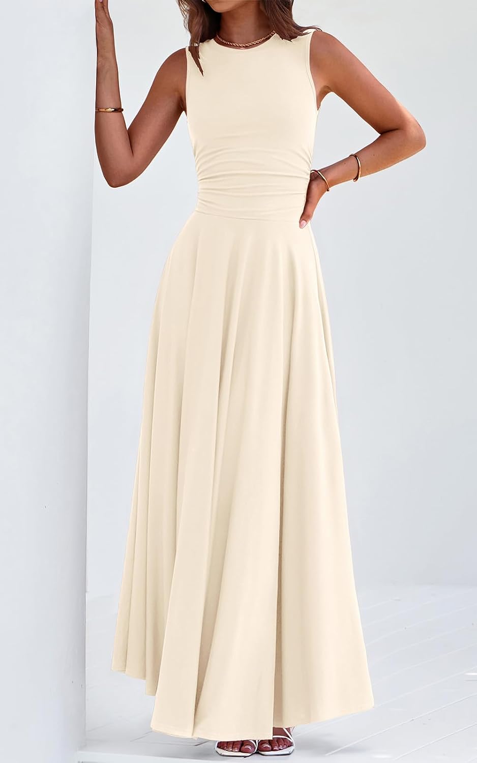 PRETTYGARDEN Womens Sleeveless Summer Dresses 2026 Flowy Aline Maxi Dress