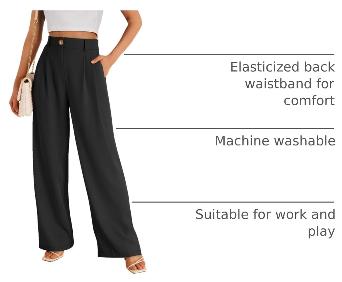 LILLUSORY Womens Wide Leg Dress Work Flowy Pants Business Casual Outfits