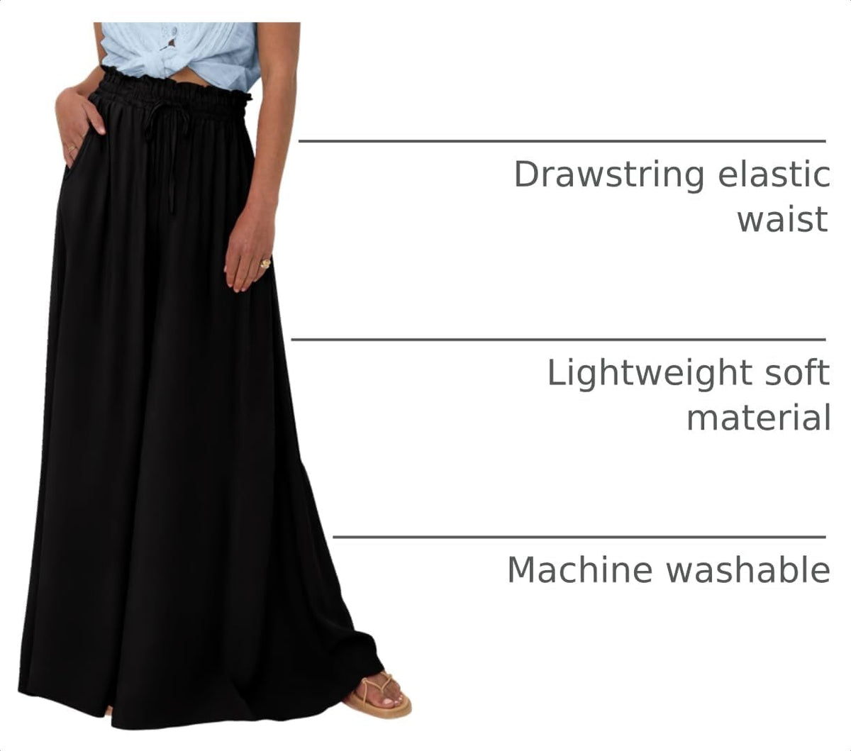 BTFBM Wide Leg Flowy Palazzo Pants for Women