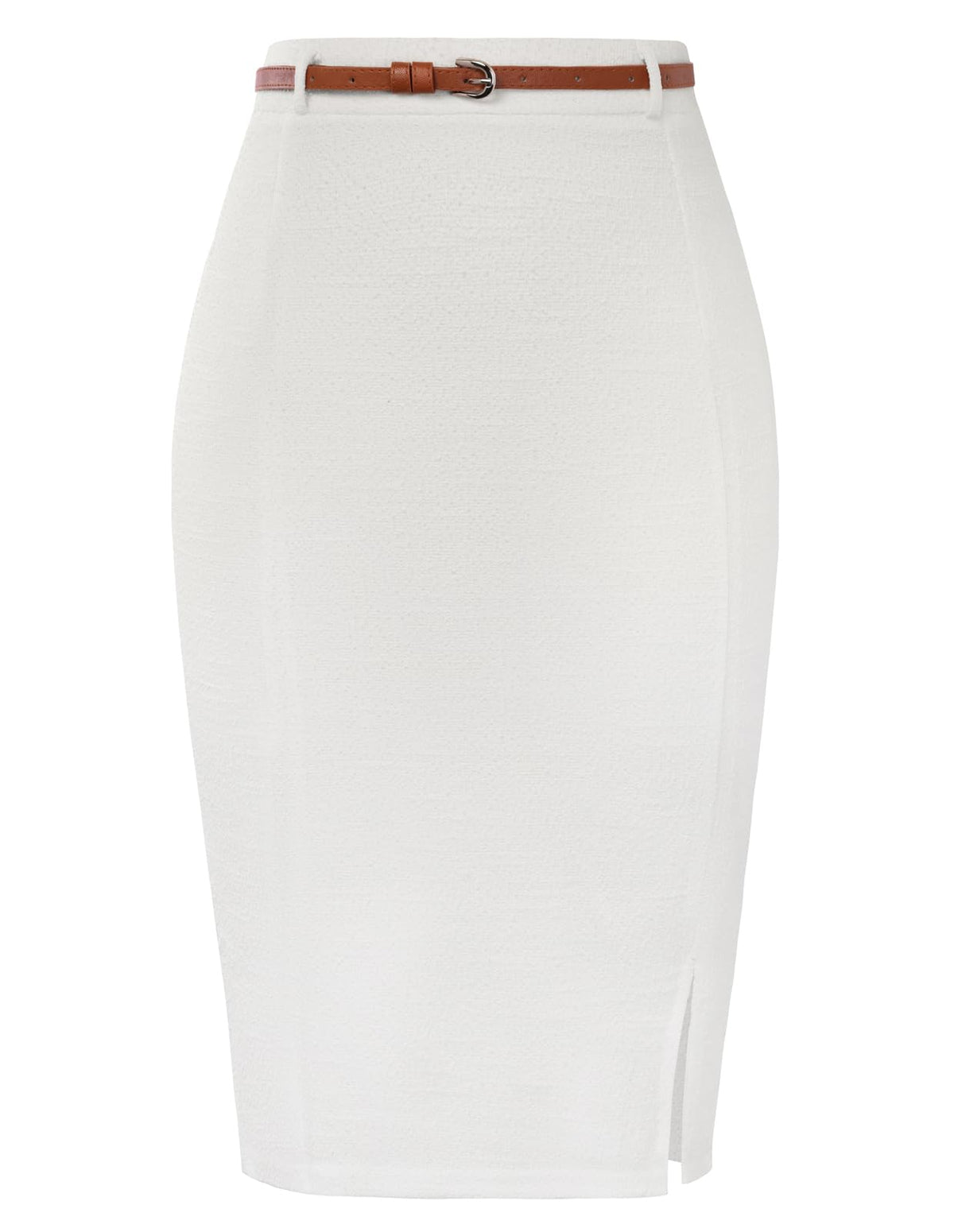 Kate Kasin Women Tweed Pencil Skirt, Knee Length Skirts with Slit