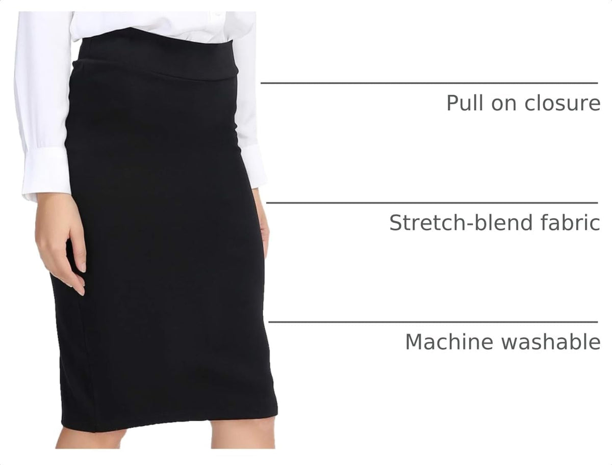 Urban CoCo Women's Elastic Waist Stretch Bodycon Midi Pencil Skirt