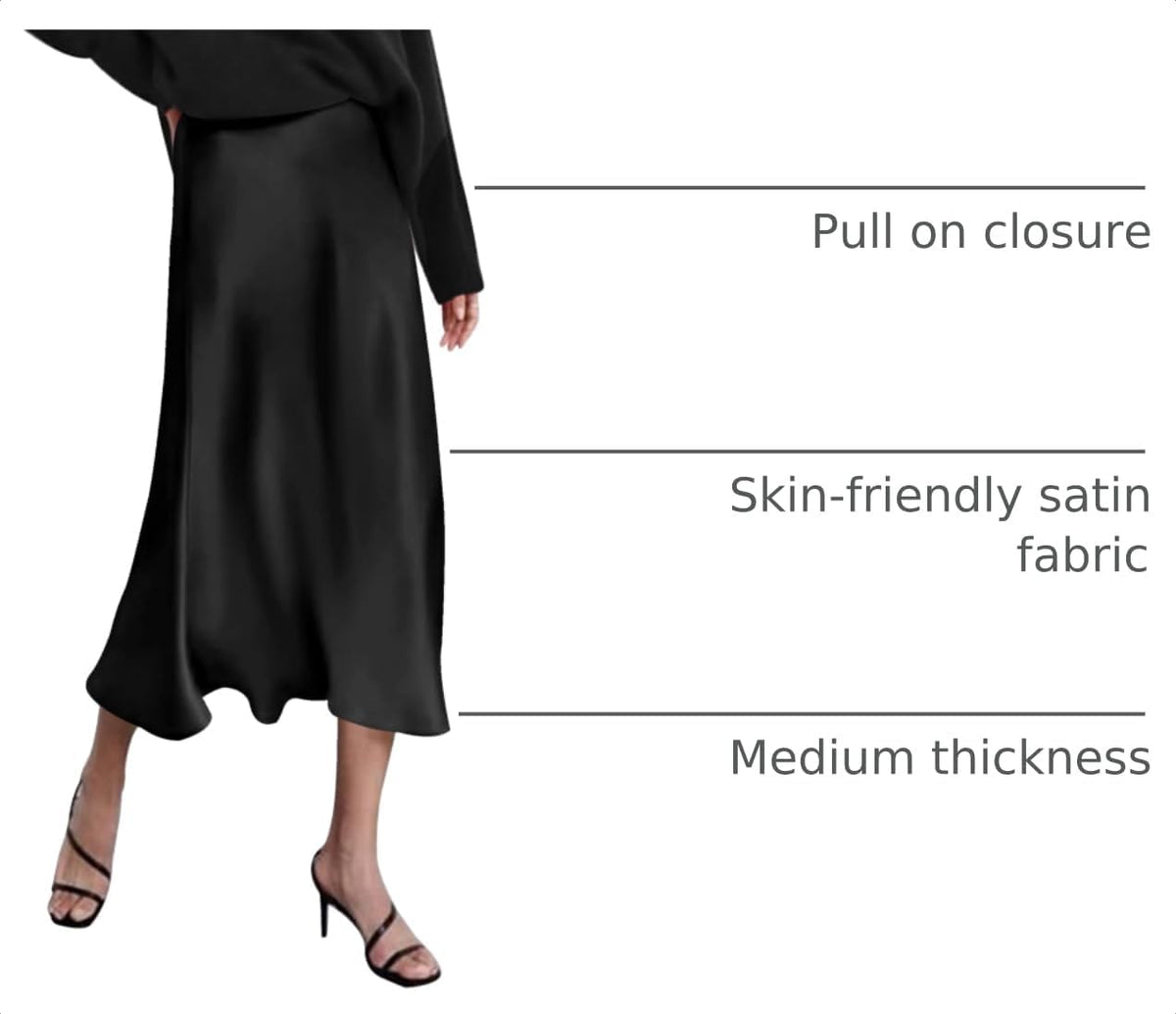 Zeagoo Skirts for Women High Waist Skirt Elegant Midi Skirt Satin