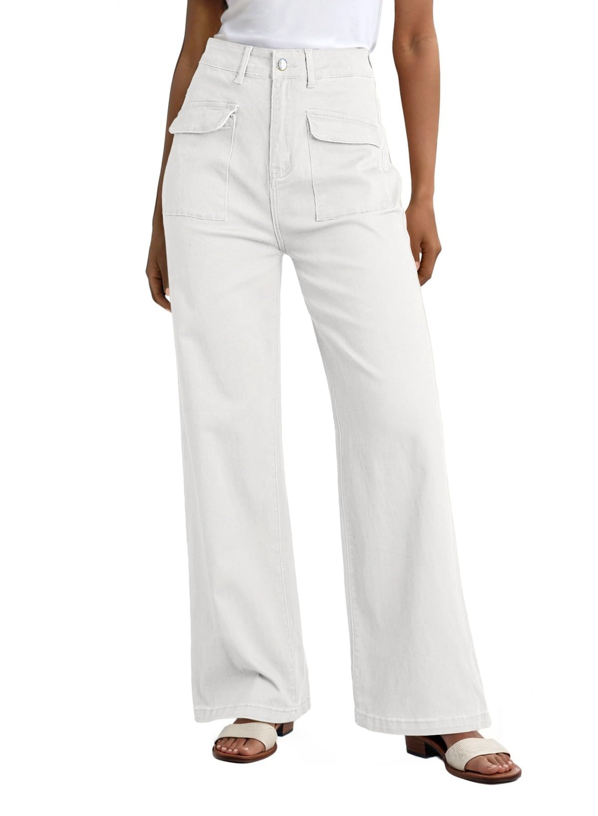 Dokotoo Women's Cargo Baggy Wide Leg High Waist Casual Stretch Pants