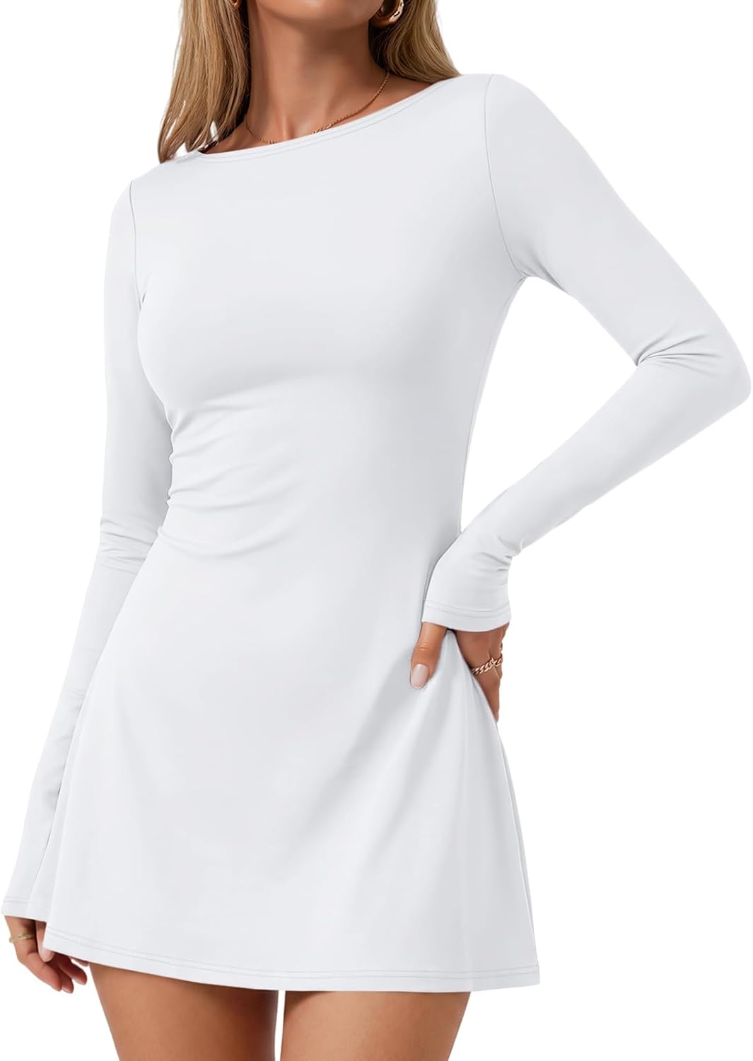 Trendy Queen Womens 2026 Fall Mini Dresses Long Sleeve Bodycon Y2K Dress