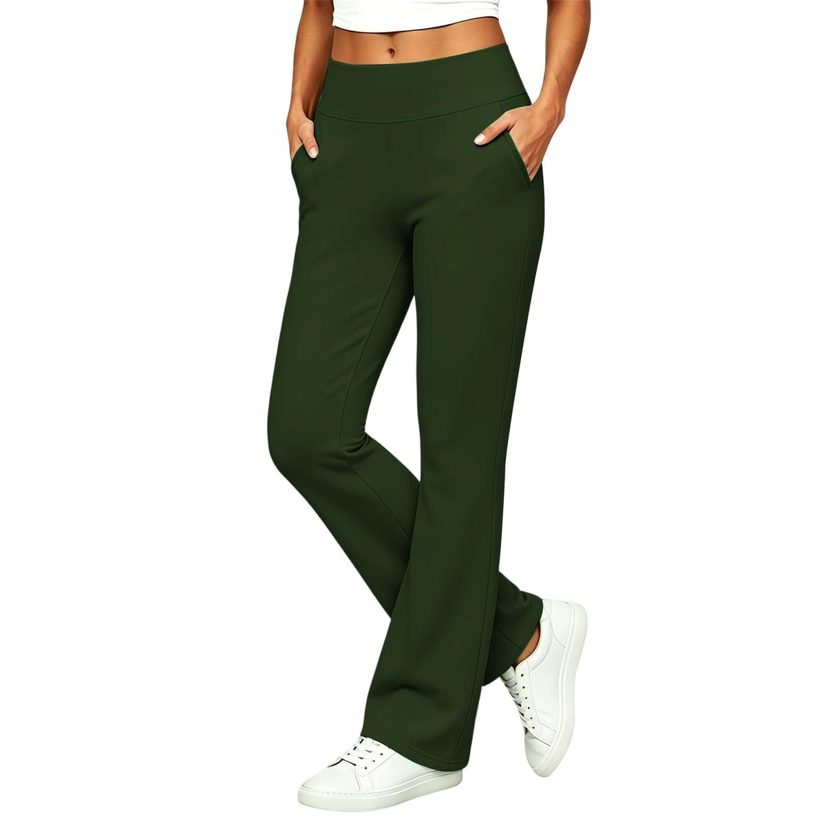 Womens High Waisted Dress Pants Elastic Waist Office Work Trousers
