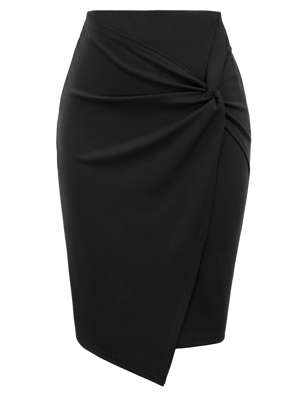 Kate Kasin Women Stretch Knee Length Pencil Skirt, Wrap High Waist Skirts