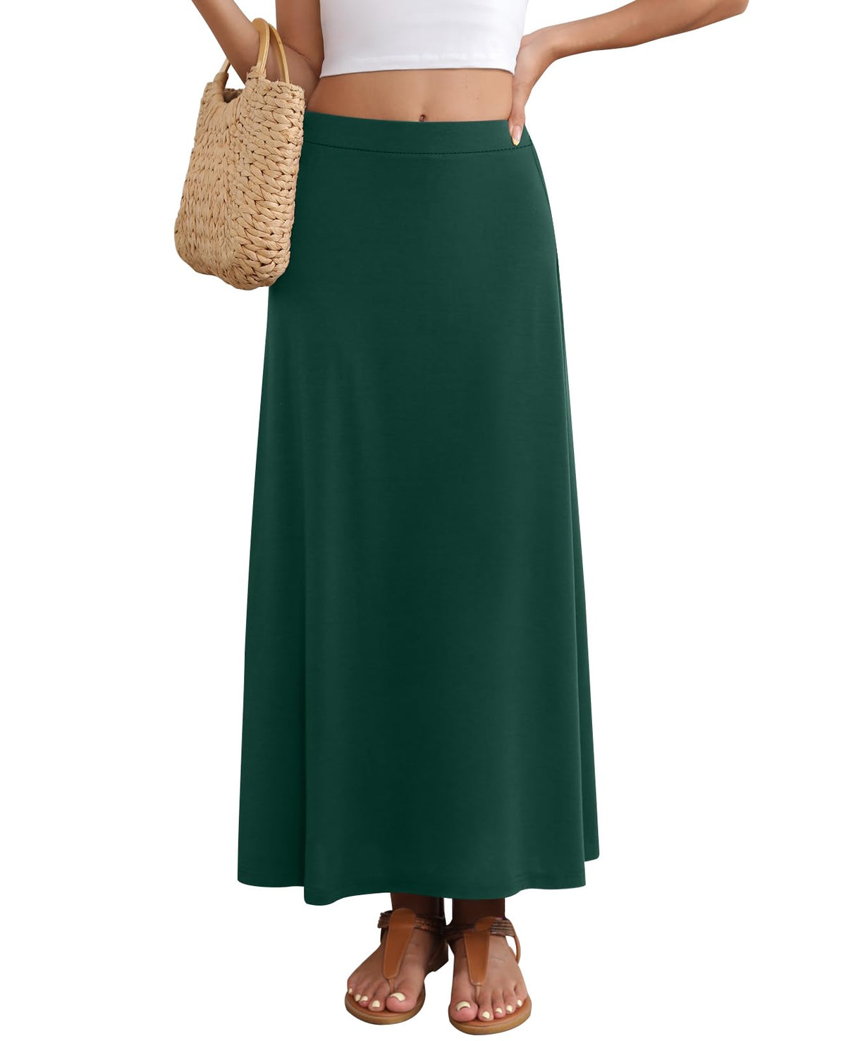 Women's Maxi Skirt Flowy A-line Casual Long Skirts S-2XL