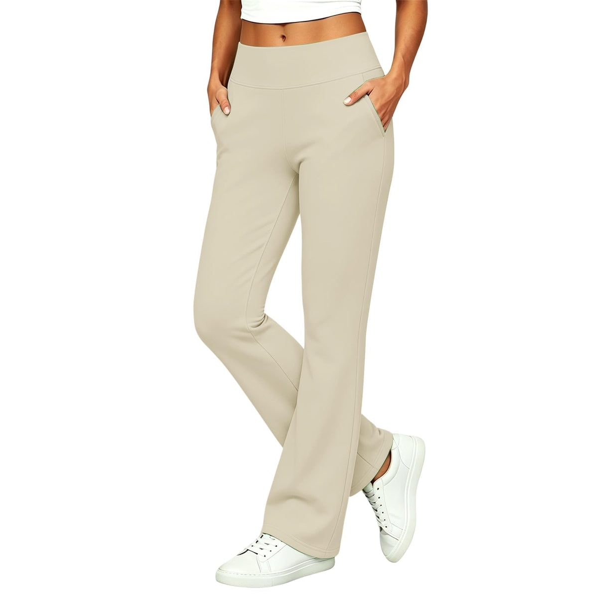 Womens High Waisted Dress Pants Elastic Waist Office Work Trousers