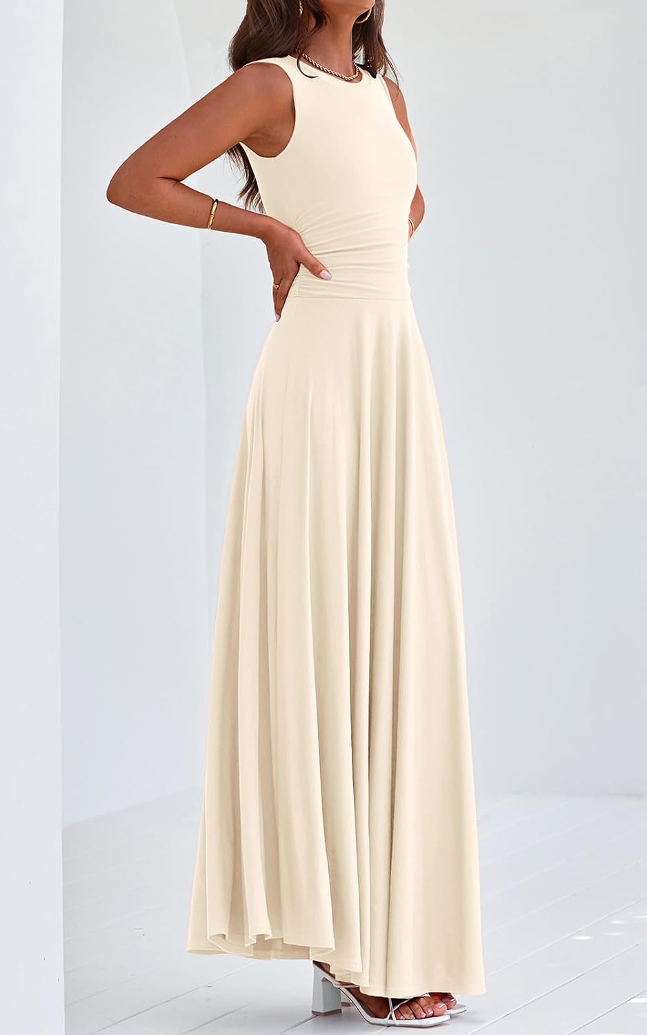 PRETTYGARDEN Womens Sleeveless Summer Dresses 2026 Flowy Aline Maxi Dress