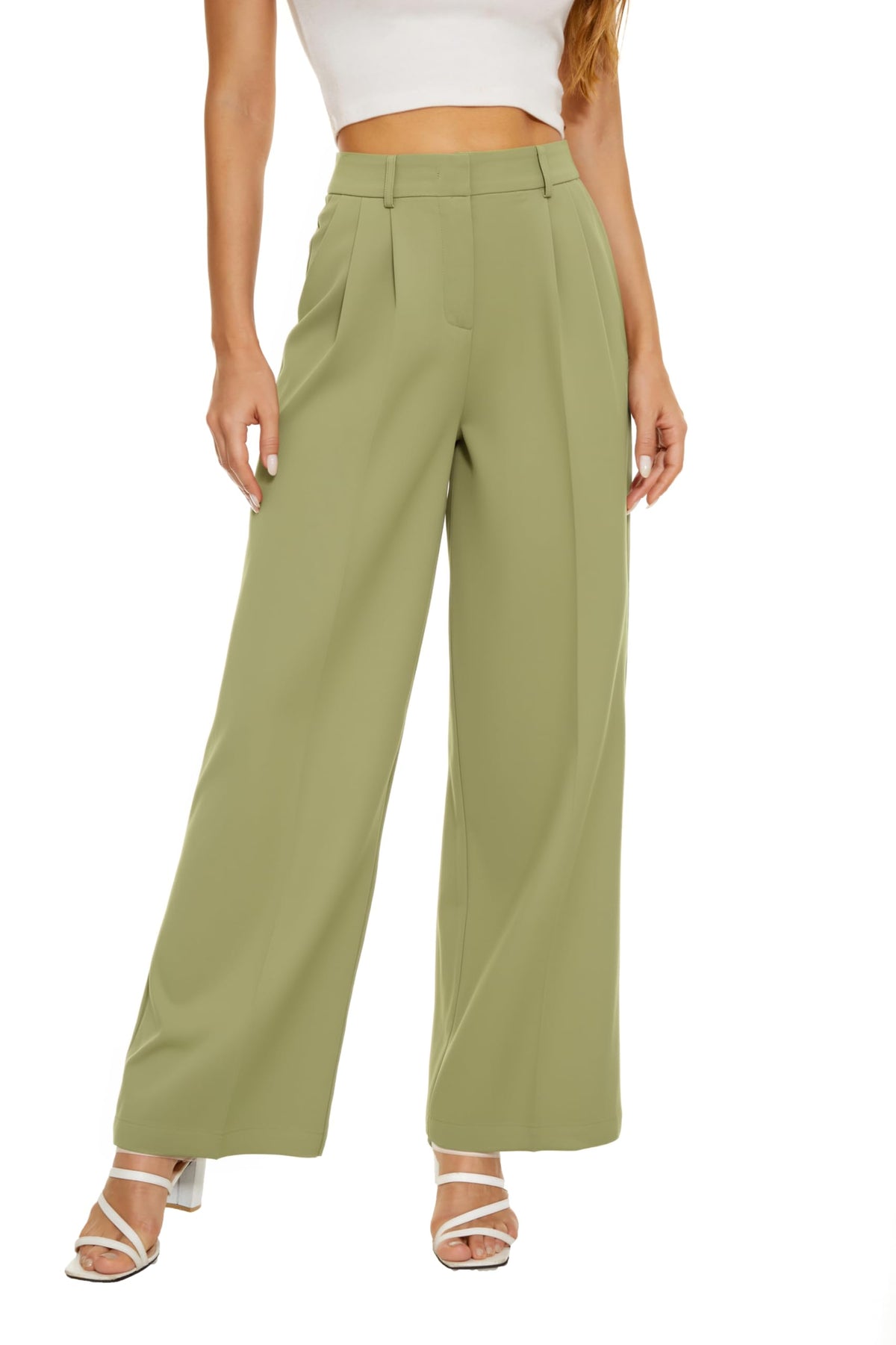 KICZOY Women Casual Wide Leg Dress Pants High Waist Lightweight Flowy Pants